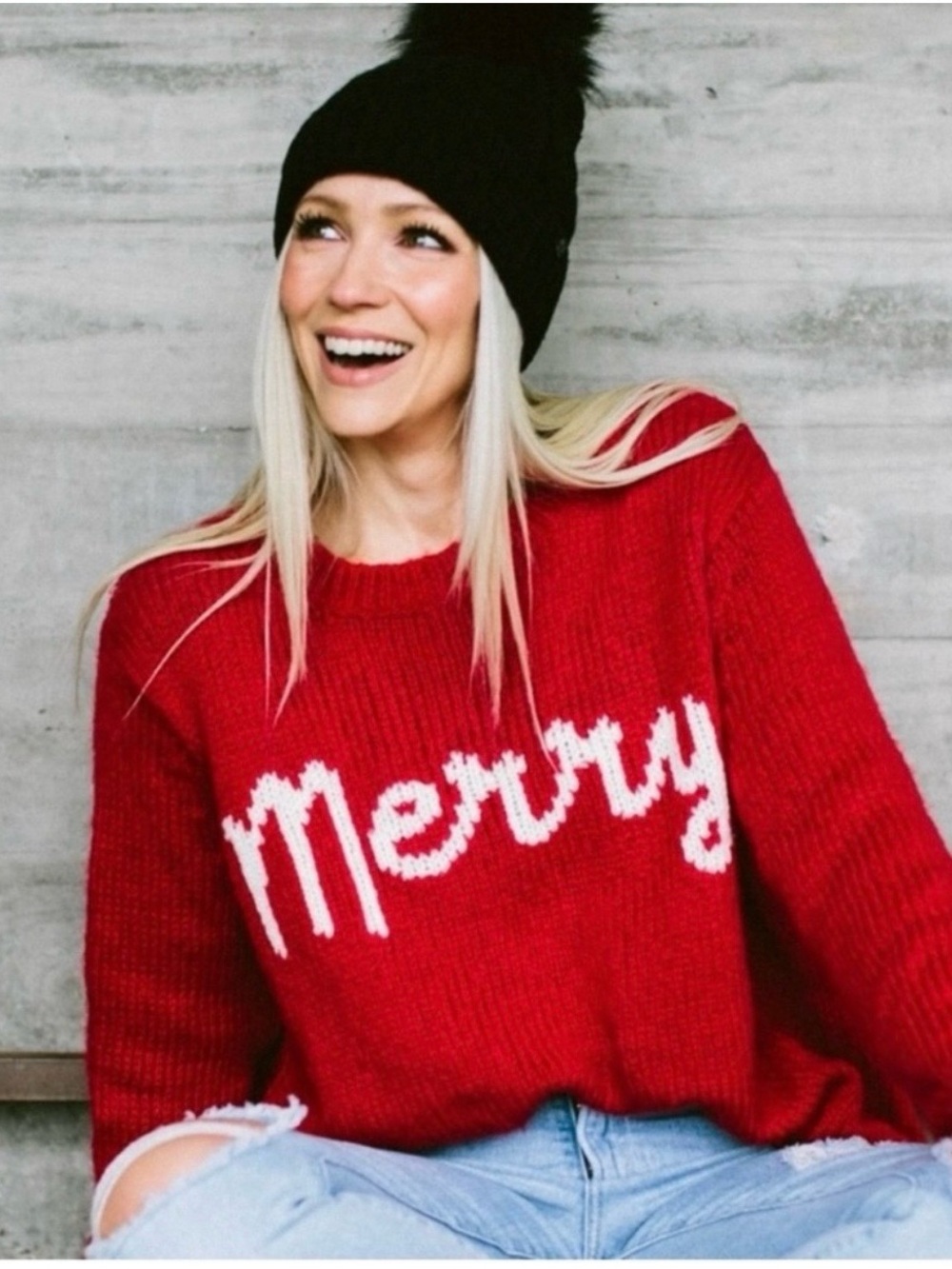 Wooden Ships Merry Crewneck Sweater Christmas Mohair Blend M/L